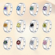 MENS 1CT Round Cut VVS1/D Certified GRA Moissanite Band Ring 925 Sterling Silver