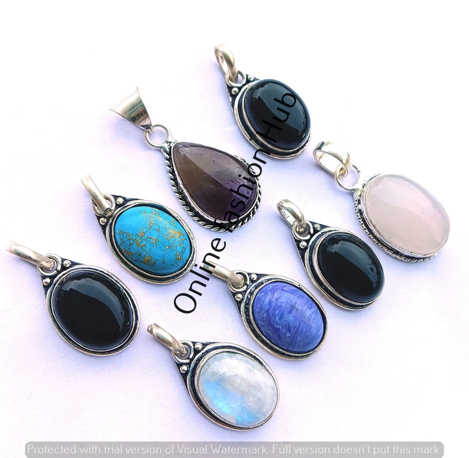 925 Пробы покрытием аметист и смесь драгоценных камней подвески лот ювелирных изделий ручной работы - Изображение 3 из 3