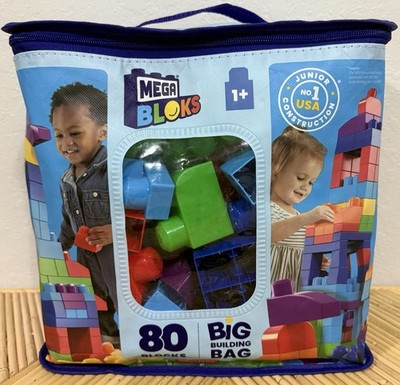 MEGA BLOKS First Builders Big Building Bag 80 Blocks Storage Bag Age 1+