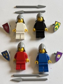 New Lego Yellow Castle 375/6075 - Set of 4 Minifigs - With Accesories + Stickers