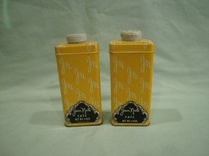 Vintage 2 Jean Nate Talc Powder Tins 4oz USA 1950s # 60 USA Shaker Top Empty