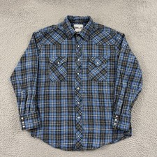 Vintage Wrangler Pearl Snap Shirt Men Large Check Long Sleeve 90s Western Cowboy
