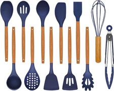 Kitchen Utensils Set - 12 Pcs Silicone Cooking Utensils Set with Wooden