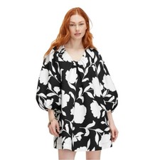 Kate Spade x Target Rose Poplin Long Sleeve Black White Mini Dress NWOT Size XL