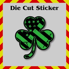 Irish American Shamrock Sticker, Clover Countour-Cut Vinyl Printed Decal