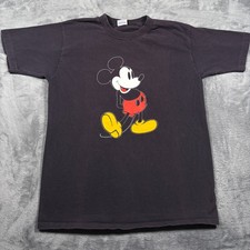 Vintage 90s Disney Mickey Mouse Iconic Cartoon Character T-Shirt Men Large Black