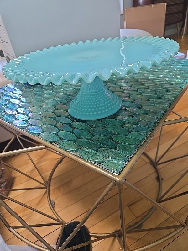 Rare And Collectible Fenton Art Glass : Blue Hobnail Cake Plate