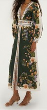 FARM Rio Nature Green Long Sleeve Floral Maxi Dress Size Medium