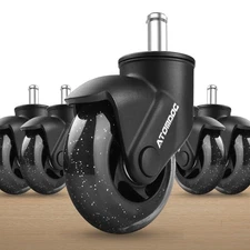 ATOMDOC Office Chair Caster Wheels, 3" Newly Lightweight Caster Wheels & Revol