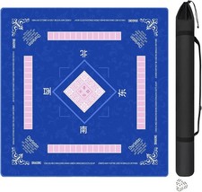Mahjong Mat for Table 31.5"X31.5" Rubber American Mahjong Mat with Rules, Non Sl