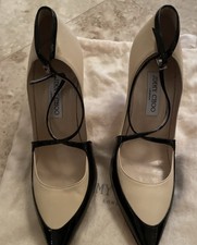 Jimmy Choo Women's High Heel Black Beige With Side Buckle Size 40