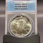 1987 $1 Silver American Eagle ANACS MS70 Brilliant Uncirculated Coin
