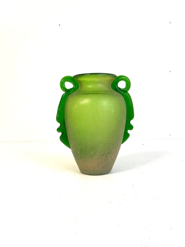 Vintage Murano Green Glass Vase - Carlo Moretti Vintage Italian Art Glass Vase
