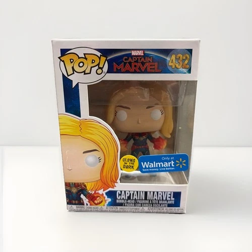 FUNKO POP! Captain Marvel Walmart Exclusive #432 Glow in the Dark - Brand New