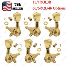 L/R Inline Electric Guitar String Peg Locking Tuners Machine Heads 1:18 Gold