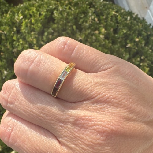 14k gold ring with multistone rainbow