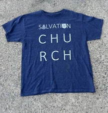 Vintage Salvation Army T Shirt Adult LBlue 90s Staff Thrift Church Religious 