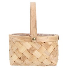 Wooden Woven Basket with Handle Wicker Storage Straw Baskets Handles
