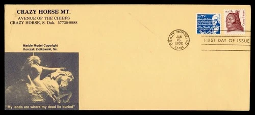 DR WHO 1982 FDC INDIAN CRAZY HORSE ZIOLKOWSKI CACHET COMBO M78040