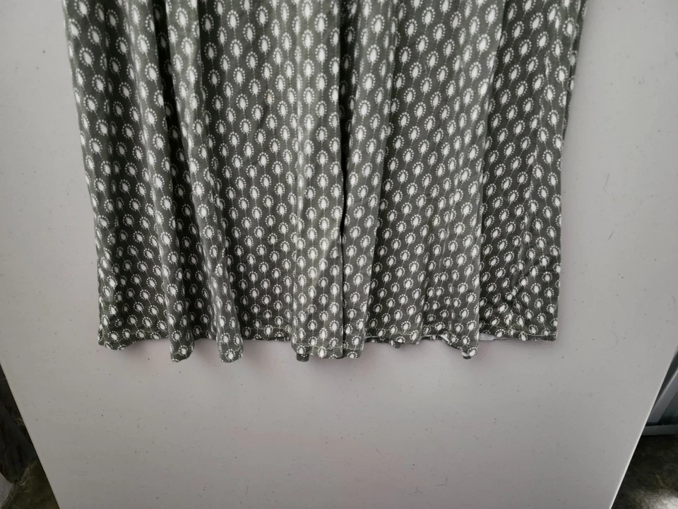 L.L. Bean Dress Womens XS Green Midi Flare Short Sleeve Empire Polka Dot Stretch - Image 3 of 4