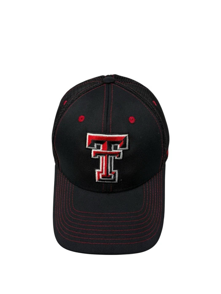 Texas Tech TT Red Raiders Zephyr Flex Fit Hat Cap Black Red Adult size Large LG - Image 2 of 4