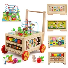 Wooden Activity Cube 7-in-1 Montessori Toy Multipurpose Educational Learning ...