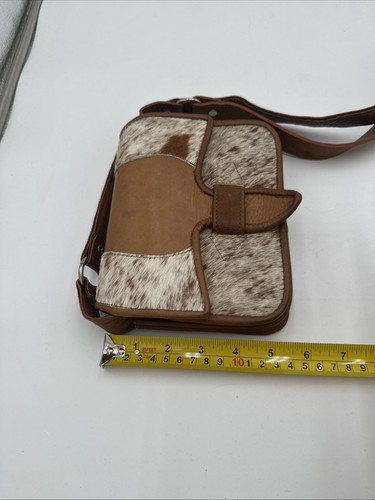 Vtg Handmade Mini Small Leather cow Hide Carriel Crossbody Bag Purse Satchel - Picture 17 of 21