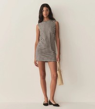 DÔEN Coralie Dress Black Gingham Sleeveless Mini Dress Size 0 NWT