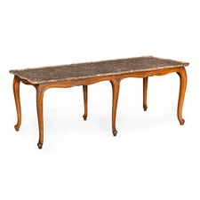 French Antique Carved Walnut Marble Top Low C...