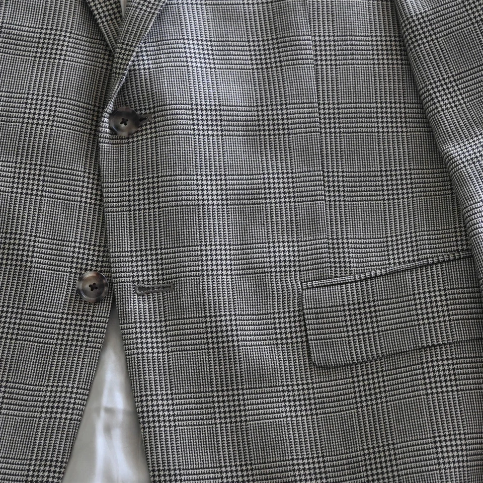 Blazer esportivo John W Nordstrom 40S marrom xadrez Glenn lã seda casaco - Imagem 3 de 4