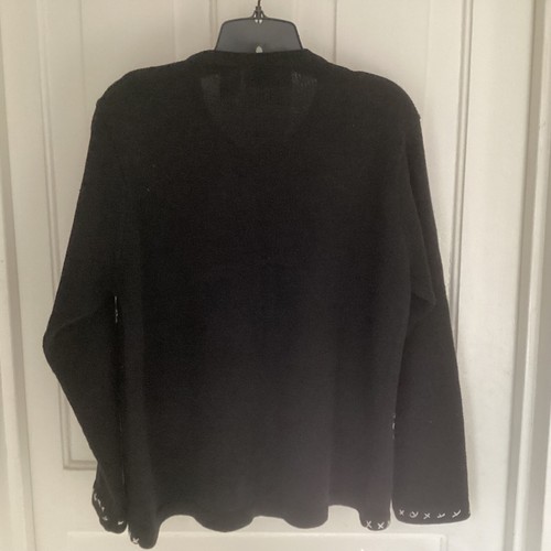 Vintage Women’s Christmas Sweater Lemon Grass Ugly Size S Snowman Black Cardigan - Picture 6 of 6