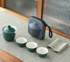 Portable Gongfu Travel Tea Set – 4-Piece Rustic Ceramic Kit, Great Xmas Gift