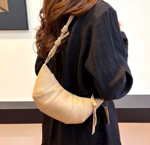 Genuine Soft Leather Bag Croissant Baguette Dumpling Crossbody Small Handbag