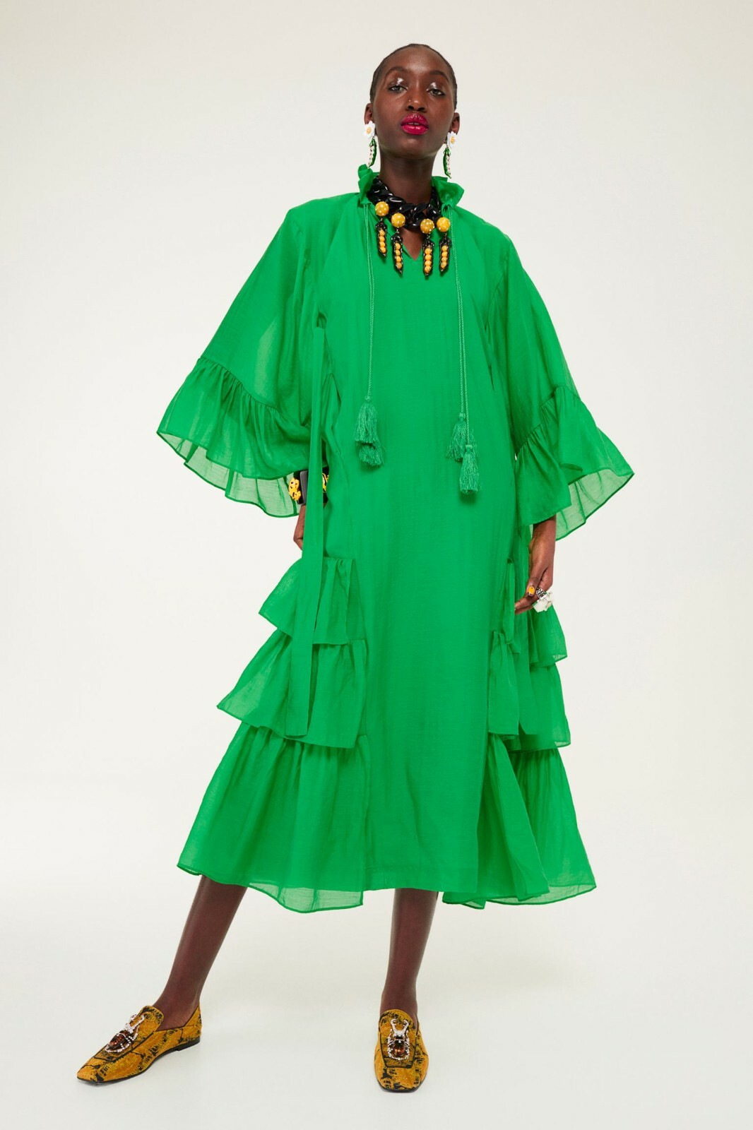 Iris Apfel X H&M HM Long Flounced Dress Green Size XS S L Extra Small Large New eBay