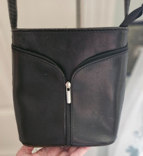 Vera Pelle Leather Crossbody Bag Purse MADE IN ITALY BLACK