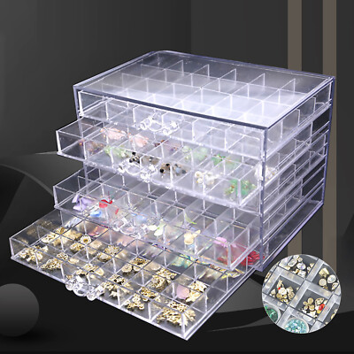 120 Grids Nail Art Storage Case 5-layer Drawer Acrylic Clear Organizer Box