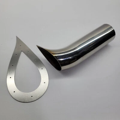 Tear drop Exhaust Tip with Trim Plate 1.5"-5.0" in Aluminum Stainless & Titanium - Bild 1 von 4