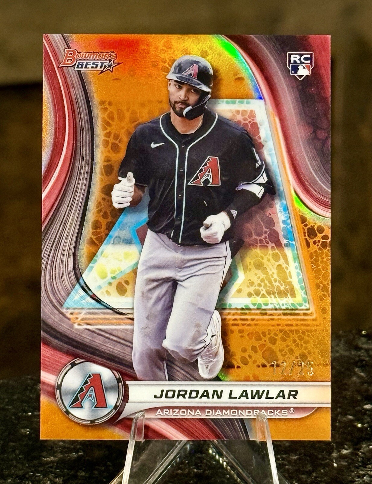 2024 Bowman’s Best JORDAN LAWLAR RC #/25 True ORANGE REFRACTOR AZ Diamondbacks