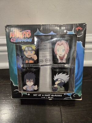 NARUTO SHIPPUDEN SET OF 4 shot glasses BRAND NEW IN BOX 