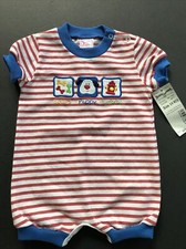 Vintage Buster Brown Infant Boys Red/White Striped S/Sleeve Romper 3-6M NWT
