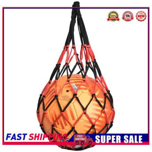 Football Soccer Ball Net Bag Basketball Carry Mesh Storage (Black Red) - Picture 1 of 6