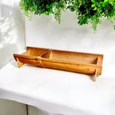Handcrafted Bamboo Snack Tray | Two-Section Wooden Serving Dish