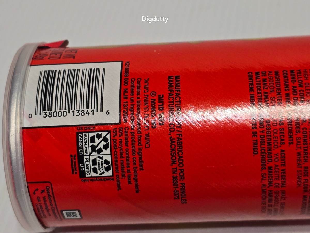 5.2oz Can Of ORIGINAL Pringles Unopened W/The Label Upside Down