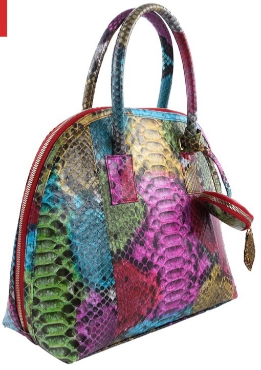 Grand Sac Fourre-tout En Véritable Python Bleu Pelgio - Cuir Exotique - Neuf Avec Dust Bag
