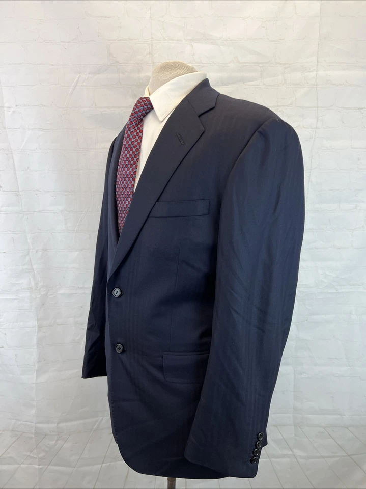 Blazer Oxxford Clothes para hombre azul marino oscuro negro rayas sutiles 40R $1,195 Foto 3 de 4