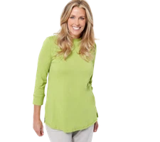LOGO Principles by Lori Goldstein 3/4 Sleeve Mock Neck Top in Green Choose Size