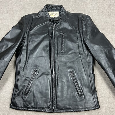 70S　VINTAGE　THEREE STAR ZIP　レザージャケット Vintage 70s Astro Jac Cafe Racer Leather Jacket Quilt Lined Size