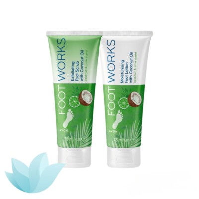 Avon Footworks Fußlotion & Peeling mit Kokosöl 2er Pack | Kokos- & Limettenduft