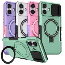 Shockproof Magnetic MagSafe Kickstand Case For iPhone 16 15 Pro Max 14 13 12 11 