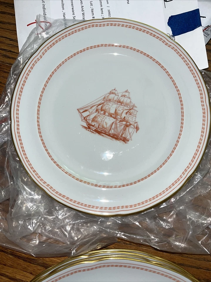 (4) Spode Trade Winds Red Gold Trim 5 Pc Place Setting Vintage W128 England New! - Image 4 of 4